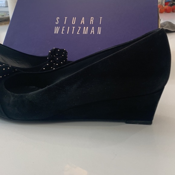 Stuart Weitzman black suede Dotsun ballet wedge 9.5N - Picture 4 of 7